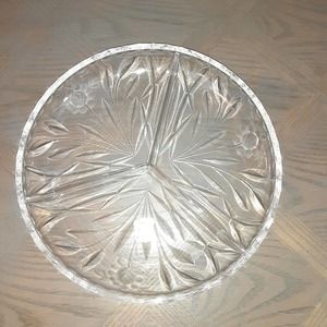 E & R Golden Crown W. Germany Hand Cut Crystal Tri Compartment Dish